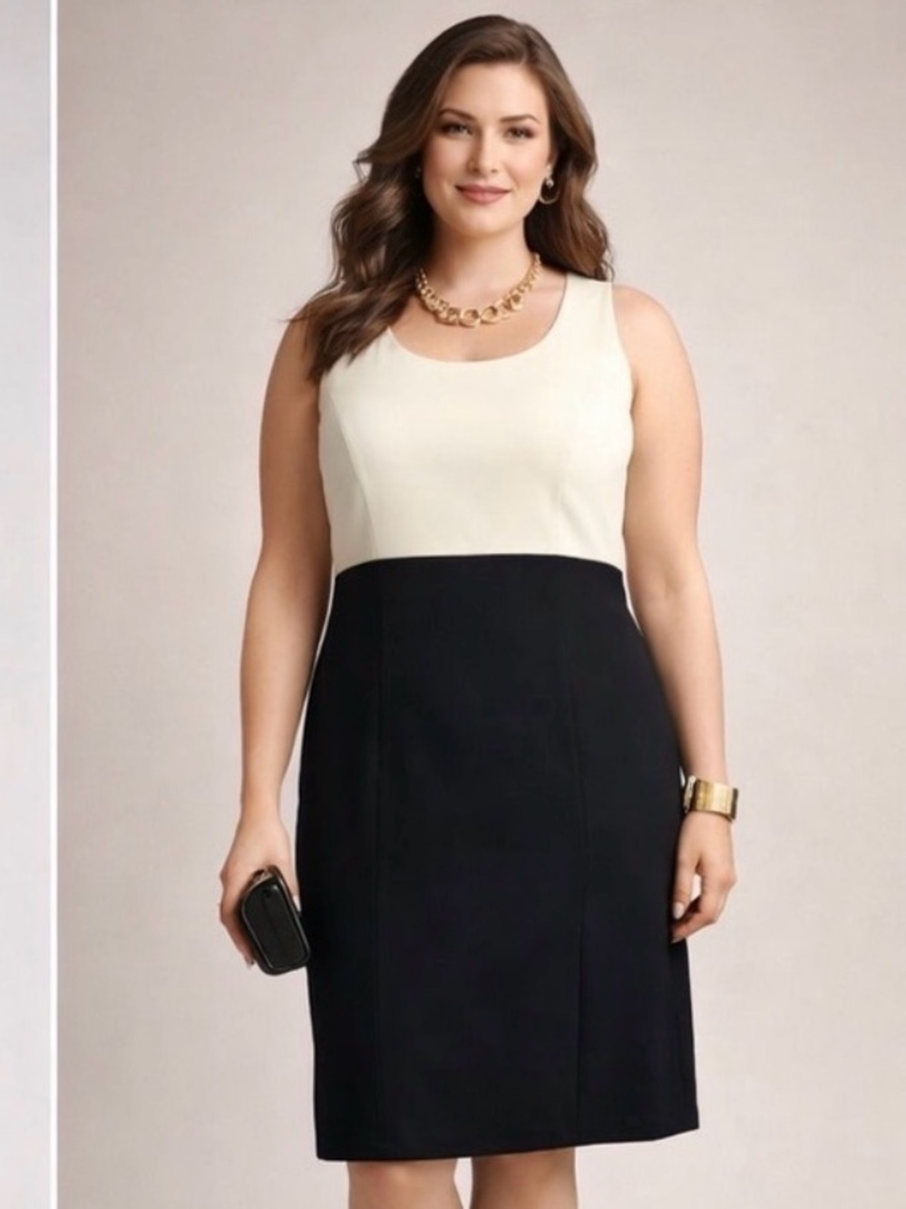 GAP Sleeveless Black and White A-Line Colorblock Midi Cocktail Dress